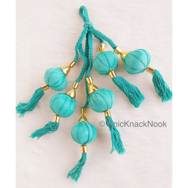 Beige / Green / Pink Cotton Fabric Balls Bunch Tassels, Latkan, Embellishments